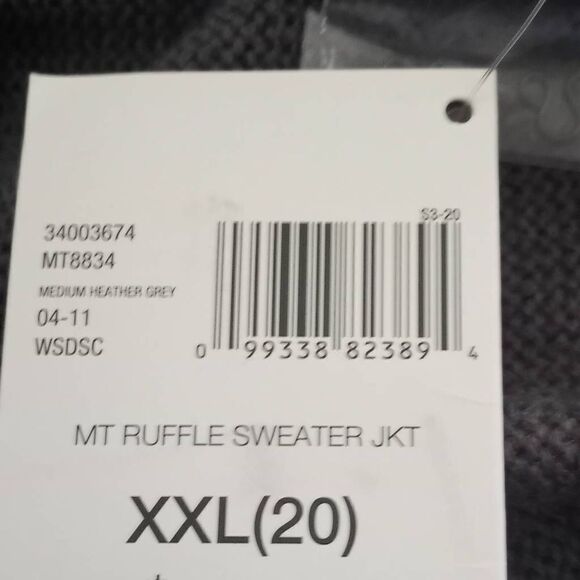 MISS TINA BY TINA KNOWLES GRAY RUFFLE CARDIGAN SZ.20 NWT - Picture 9 of 9